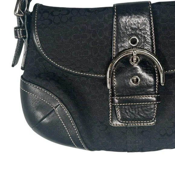 Coach 6818 SMALL Vintage Soho Black Leather and Signature C Canvas Shoulder Bag - Picture 4 of 16